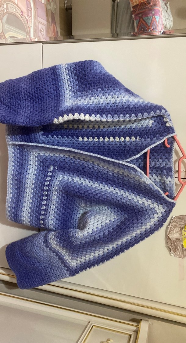 Mavi Örgü Kadın Hırka - Görsel 3