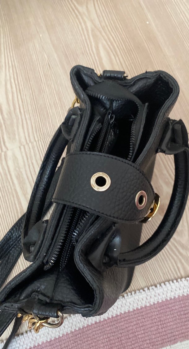 Siyah Deri Tokalı Kadın Çanta - Görsel 3