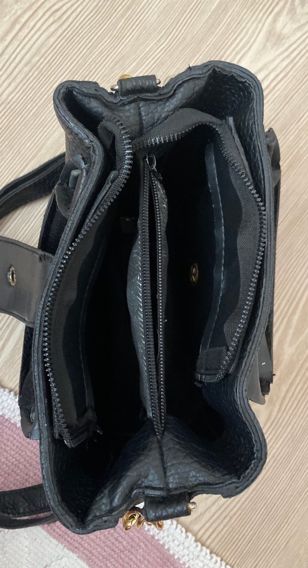 Siyah Deri Tokalı Kadın Çanta - Görsel 5