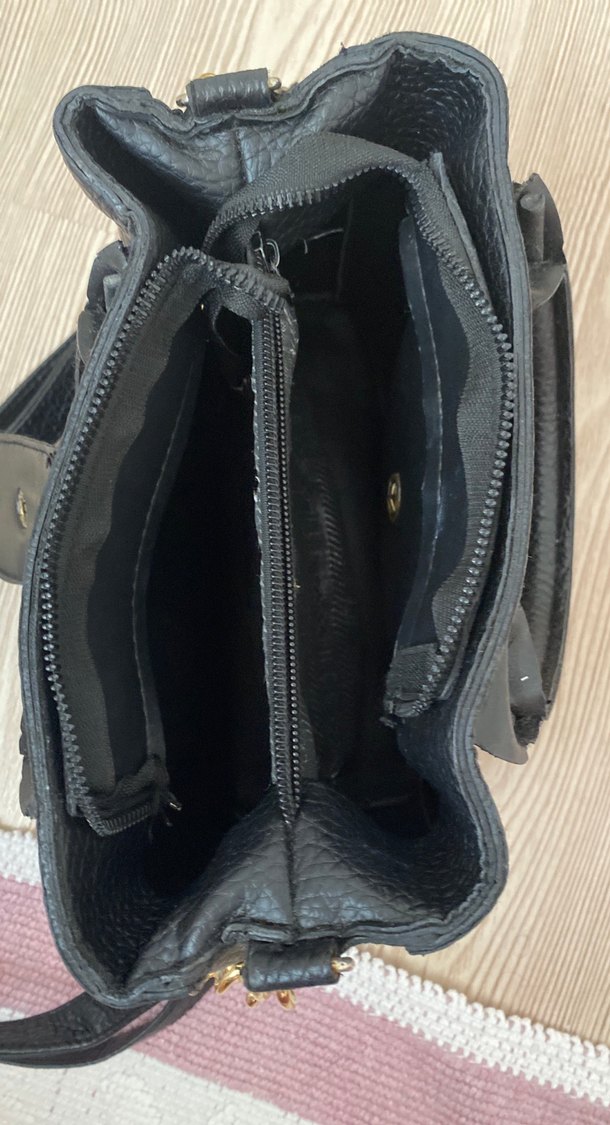 Siyah Deri Tokalı Kadın Çanta - Görsel 4