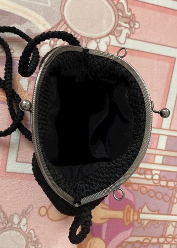 Siyah Örgü Kadın çapraz saplı Çanta siyah - Görsel 3