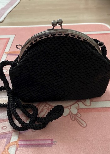 Siyah Örgü Kadın çapraz saplı Çanta siyah - Görsel 2