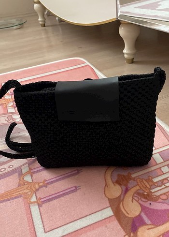 Siyah Örgü Kadın Çapraz saplı Çanta - Görsel 2