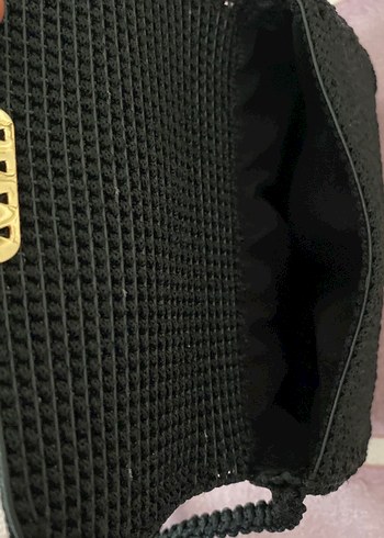 Siyah Örgü Kadın çapraz saplı Çanta Tokalı - Görsel 3