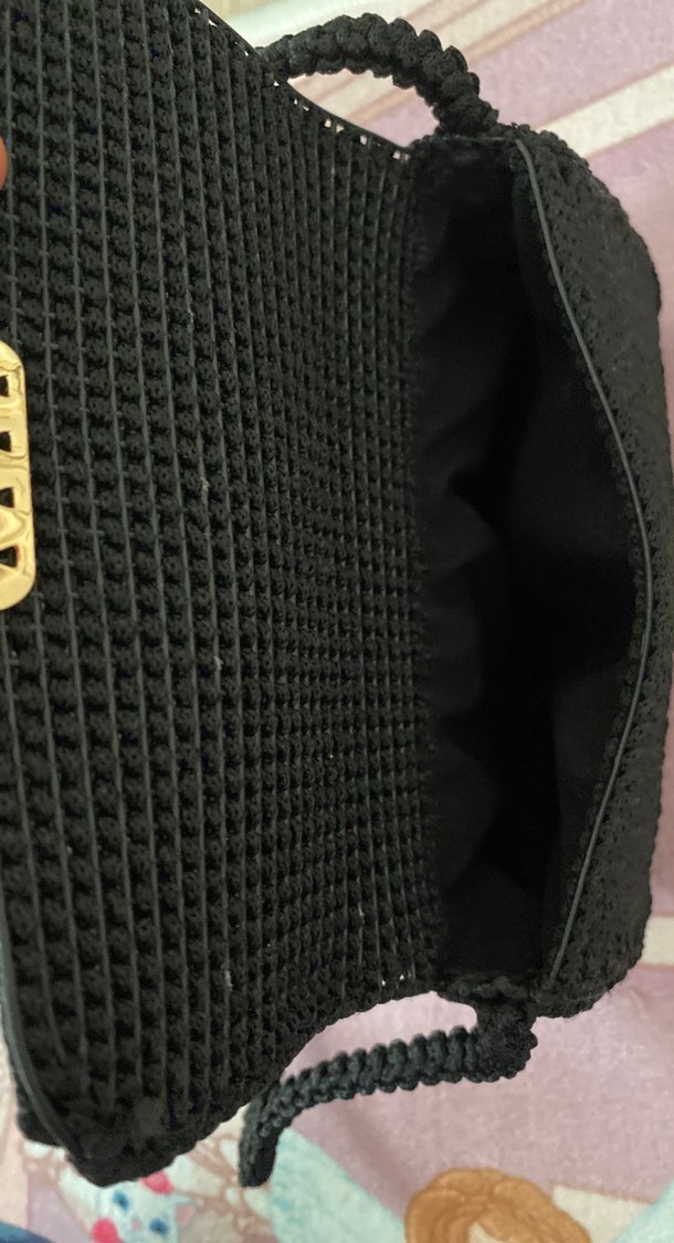 Siyah Örgü Kadın çapraz saplı Çanta Tokalı - Görsel 3