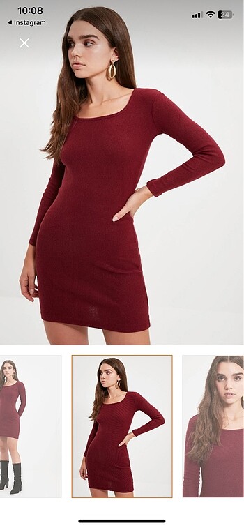 Trendyol & Milla Bordo elbise