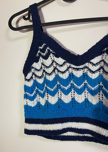 s Beden Örgü V Yaka Kadın Crop Top
