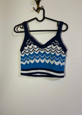 Örgü V Yaka Kadın Crop Top