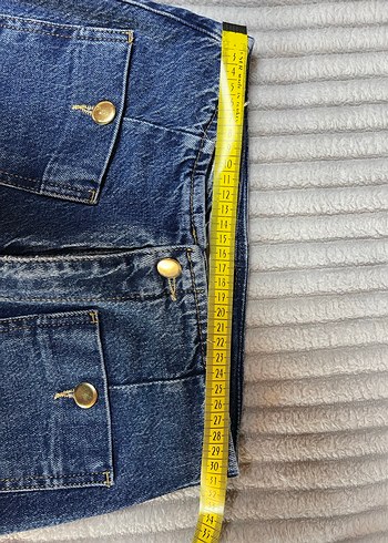 34 Beden mavi Renk Düğmeli Mavi Salaş Midi Kadın Kot Pantolon