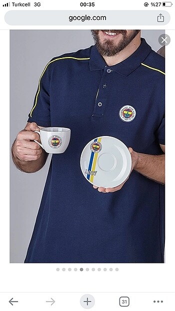 Beden beyaz Renk Fenerbahçe çay fincanı seti