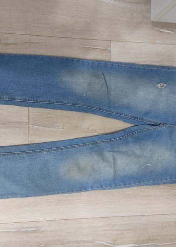 11-12 Yaş Beden Mavi Rahat Kesim Kadın Denim Pantolon