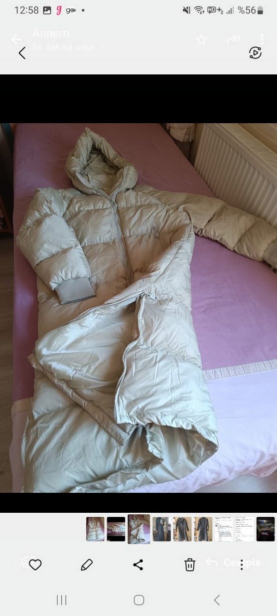 Beyaz Uzun Fermuarlı Kadın Kışlık Mont - Görsel 2