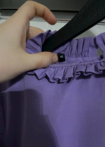 Trendyol & Milla Kadın Mor Fırfırlı Yüksek Yakalı Tunik