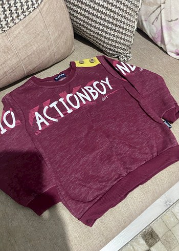 Bordo Düğmeli Erkek Çocuk Sweatshirt - Görsel 4