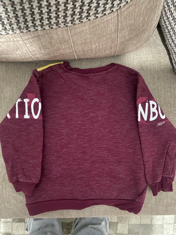 Bordo Düğmeli Erkek Çocuk Sweatshirt - Görsel 2