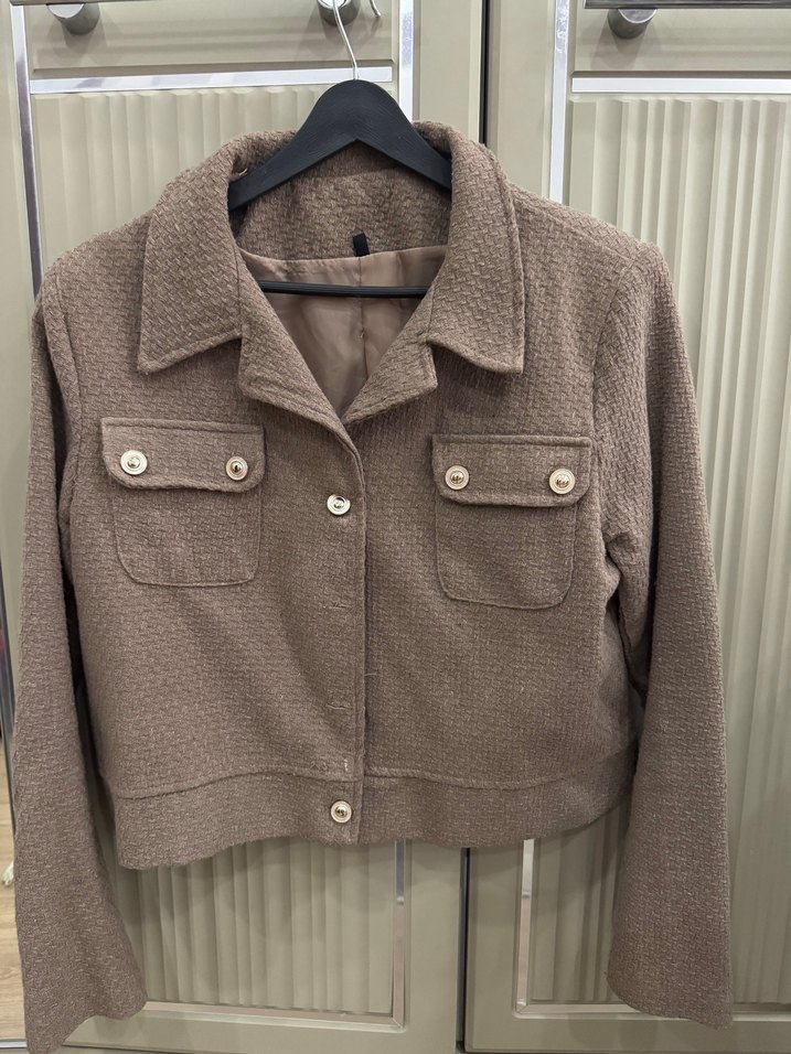 Düğmeli Kahverengi Kadın Ceket - Görsel 2