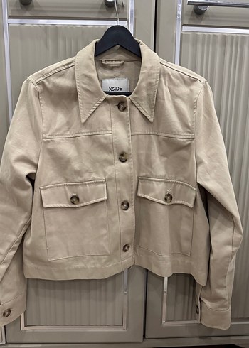 Bej Kadın Süet Düğmeli Ceket - Görsel 3