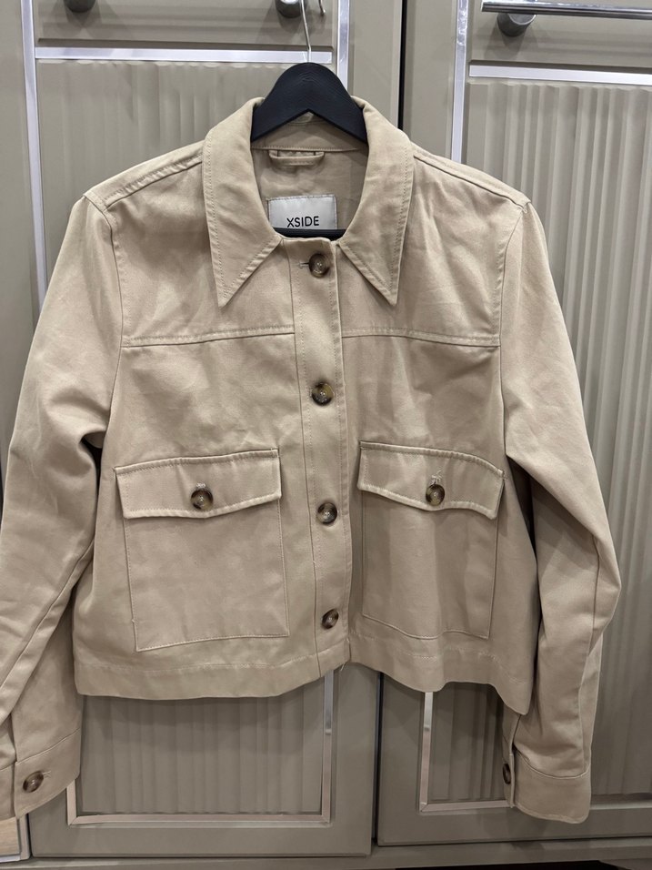 Bej Kadın Süet Düğmeli Ceket - Görsel 3