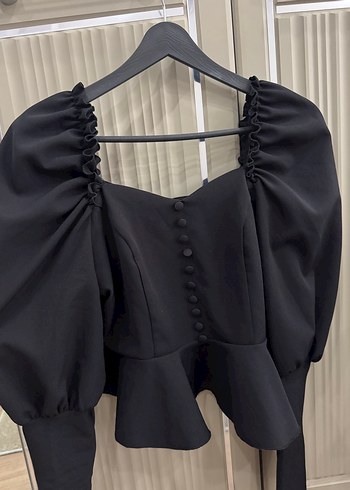 Siyah klasik bluz - Görsel 3