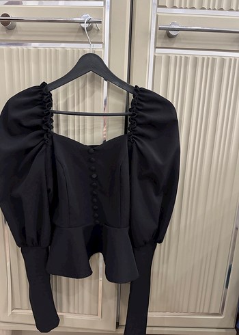 Siyah klasik bluz - Görsel 2