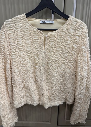 Bej Kısa Örgü Kadın Hırka - Görsel 2