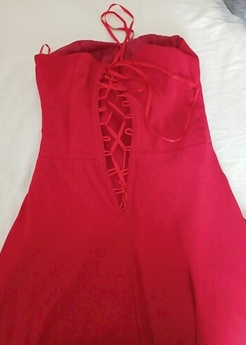 Klasik Kırmızı Uzun Kollu Henna Elbise - Görsel 5