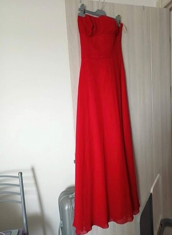 Klasik Kırmızı Uzun Kollu Henna Elbise - Görsel 4