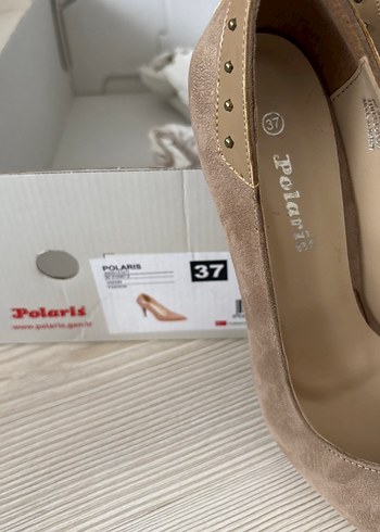 Bej Süet Tokalı Stiletto Kadın Ayakkabı - Görsel 4