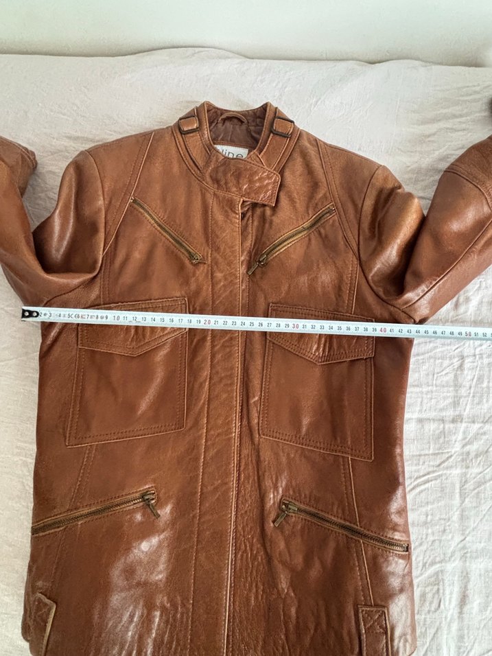 Vintage Kahverengi Deri Biker Ceket — görsel 7/10