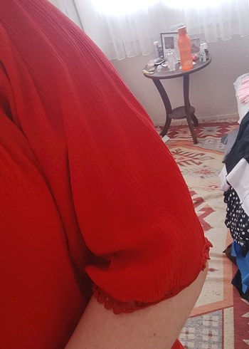 l Beden Kırmızı V Yaka Hamile Bluzu