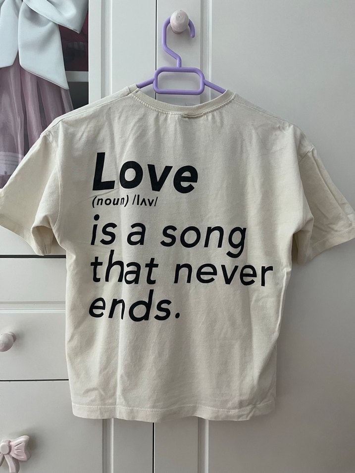 Kız Çocuk Bej Baskılı Kısa Kollu Tişört - Görsel 2