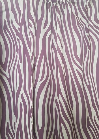 38 Beden mor Renk Mor Zebra Desenli Kısa Bohem Tunik