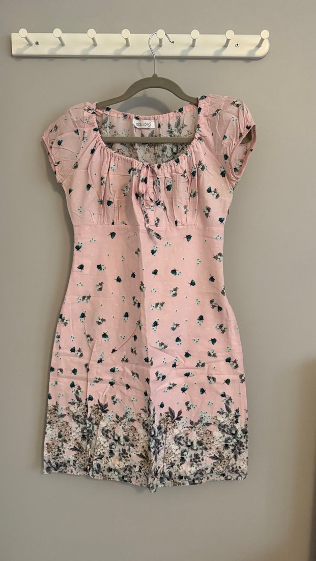 Pembe Vintage Midi Elbise - Görsel 2