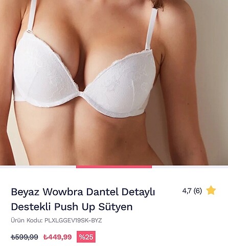 Penti Wowbra beyaz dantelli sütyen 75b
