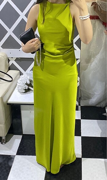 Trendyol & Milla maxi gece elbisesi mezuniyet elbisesi yağ yeşili