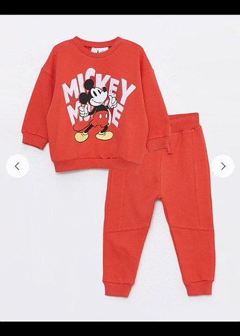 Kırmızı Mickey Mouse Baskılı Bebek Takımı