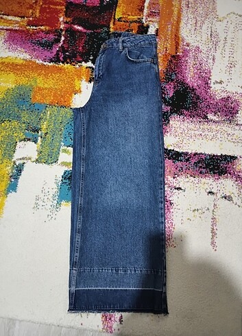 Wideleg paça detaylı jean