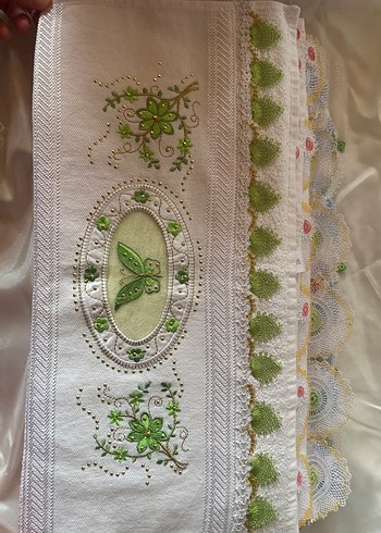 Nakışlı Çok Renkli iğne oyası Havlu - Görsel 6