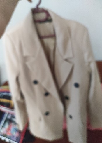 Bej Süet Midi Kadın Blazer Ceket