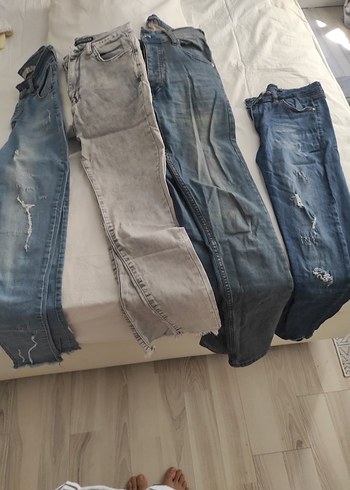 Gri Bol Kesim Midi Kot Pantolon