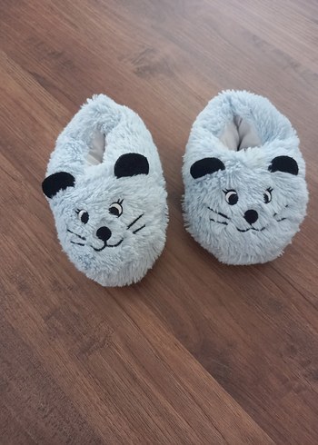 Diğer Çocuk Açık Mavi Leopar Desenli Sıcak Terlik