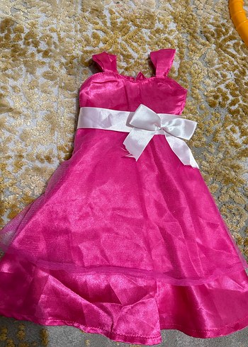 Pembe Parlak Kolsuz Kız Çocuk Elbisesi - Görsel 4