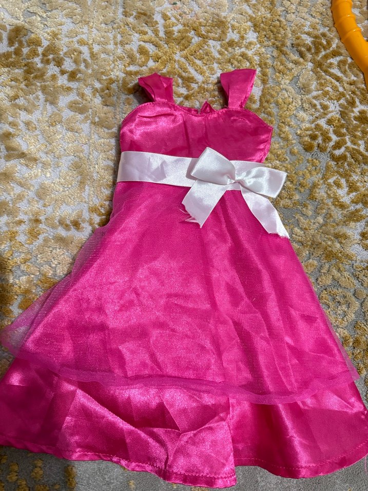 Pembe Parlak Kolsuz Kız Çocuk Elbisesi - Görsel 4