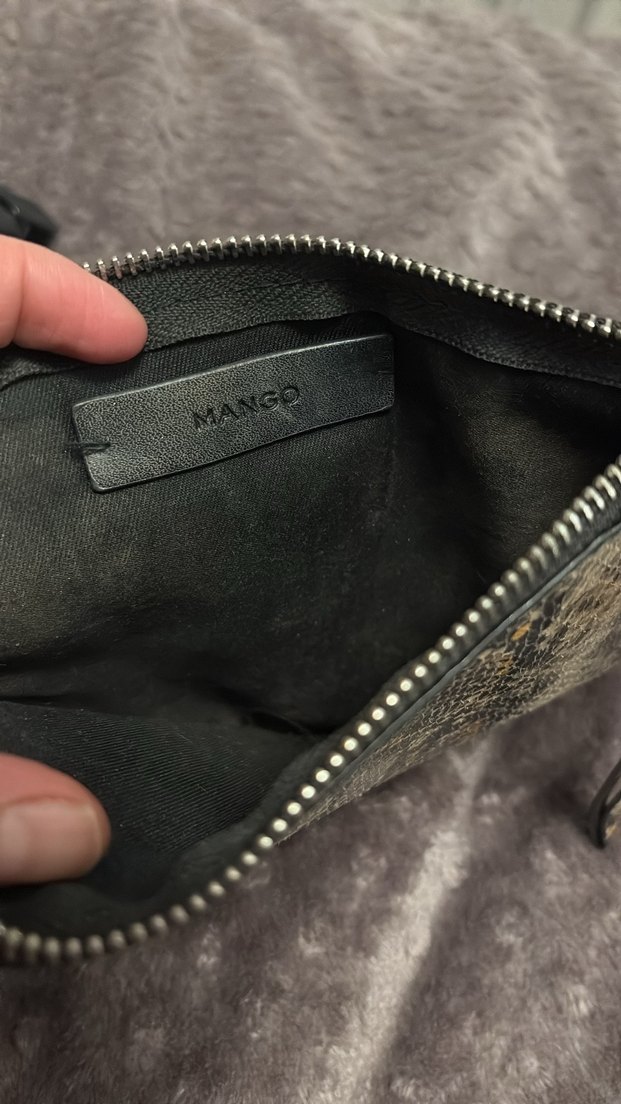 Detaylı Yılan Derisi Desenli Deri Clutch - Görsel 2