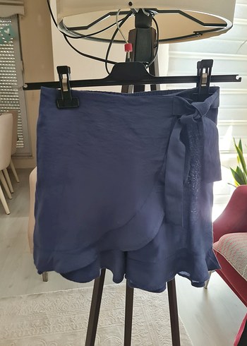 Drapeli Lacivert Mini Hamile Etek