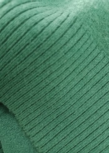 Yeşil Kürklü Nakışlı Triko Kazak - Görsel 2