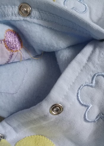 Mavi Kapüşonlu Bebek Takımı Nakışlı - Görsel 3