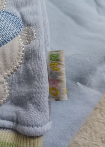 Mavi Kapüşonlu Bebek Takımı Nakışlı - Görsel 6