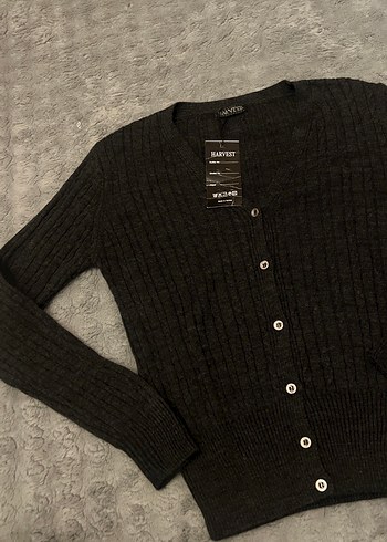 Zara Düğmeli Gri Kadın Yün Hırka
