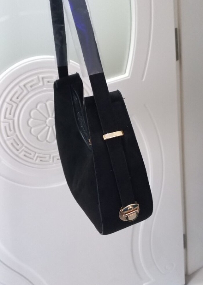 Siyah süet canta - Görsel 2